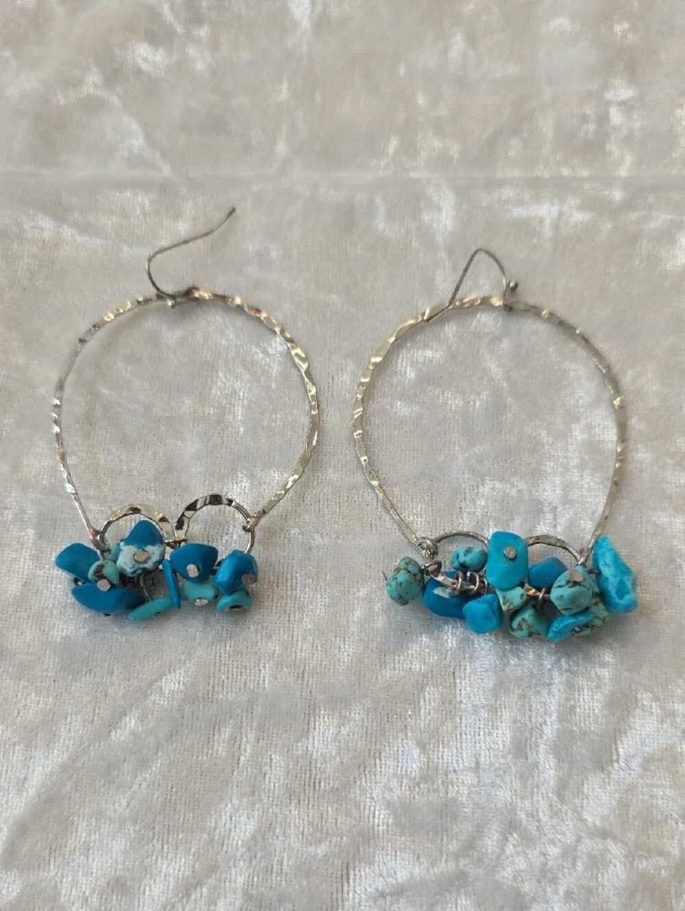 Turquoise Chip Hoop BOHO Southwestern Earrings